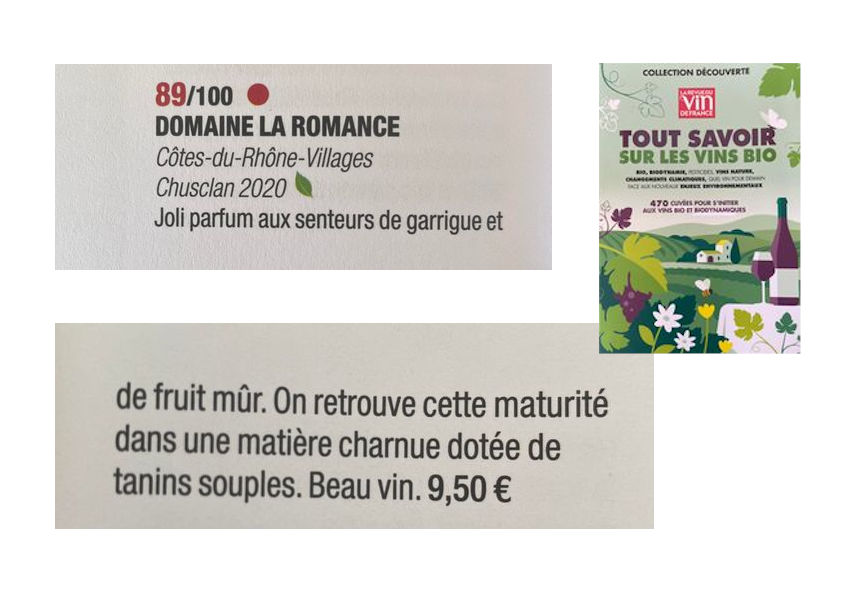 La Romance dans le guide des Vins Bio de la Revue du Vin domaine viticole